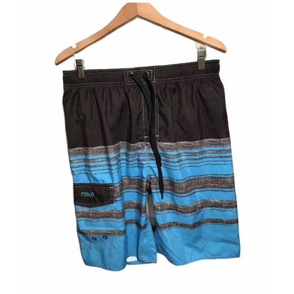 Nonwe Quick Dry Swim Trunks Mens Sz 34 Stripe Beach‎ Shorts Mesh Lining NWT - Picture 1 of 6